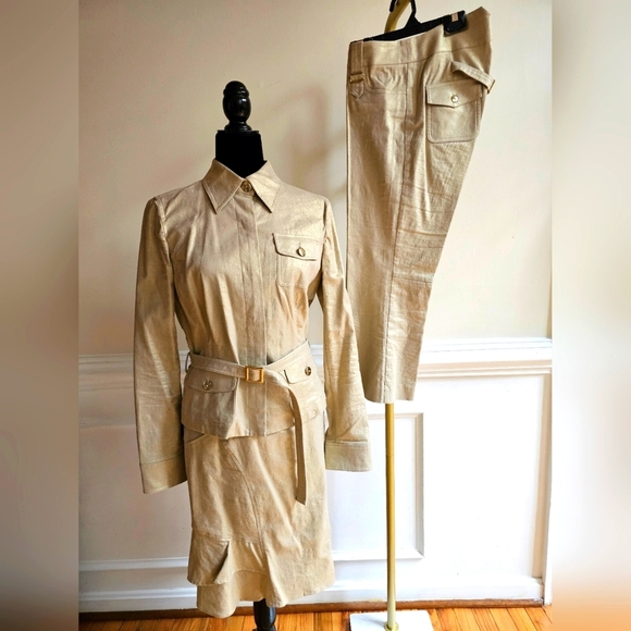 Cache RARE Vintage Women's Metallic 3 Piece Set - Pantsuit/Skirtsuit GORGEOUS!!! - Picture 1 of 11